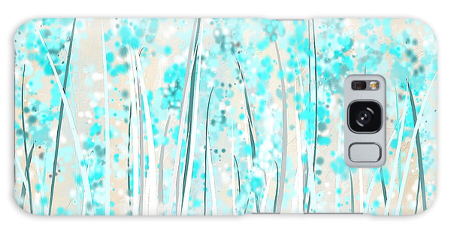 Blue Galaxy Case featuring the painting Garden Of Blues- Teal And Cream Art by Lourry Legarde