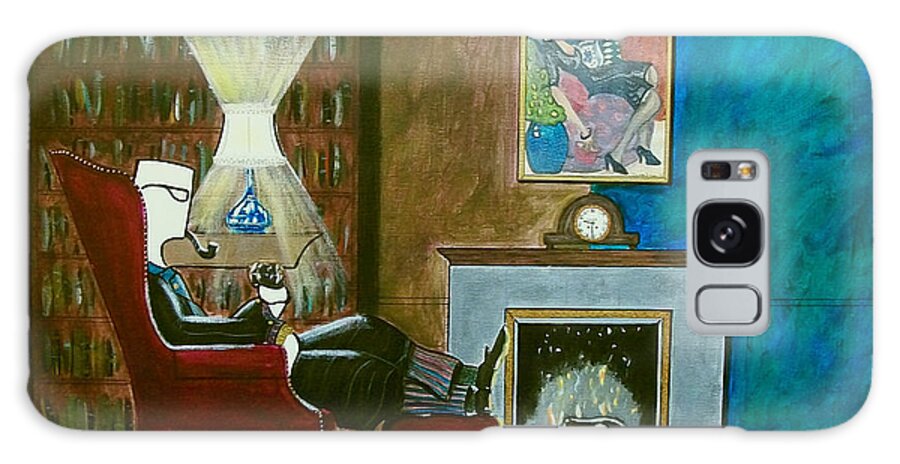 Johnlyes Galaxy Case featuring the painting Gentleman Sitting in Wingback Chair Enjoying a Brandy by John Lyes