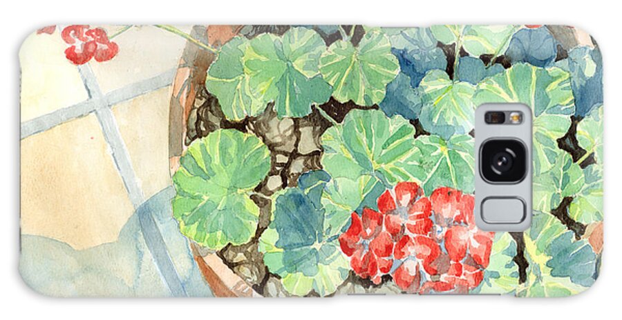 Geraniums Galaxy Case featuring the painting Geraniums by Pauline Walsh Jacobson