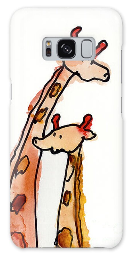 Giraffe Galaxy Case featuring the painting Giraffes by Max Hutcheson Age Eleven