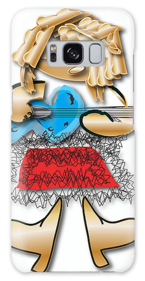 Girl Guitar Player Galaxy Case featuring the digital art Girl Rocker 6 String Guitar by Marvin Blaine