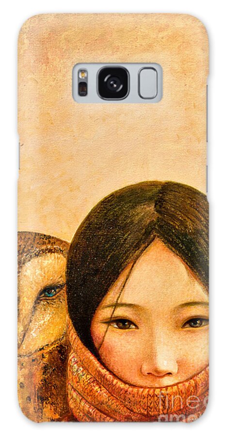 Shijun Galaxy Case featuring the painting Girl with Owl by Shijun Munns