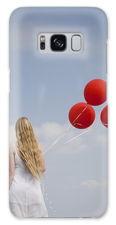 Adolescent Galaxy S8 Case featuring the photograph Girl with red balloons by Maria Heyens