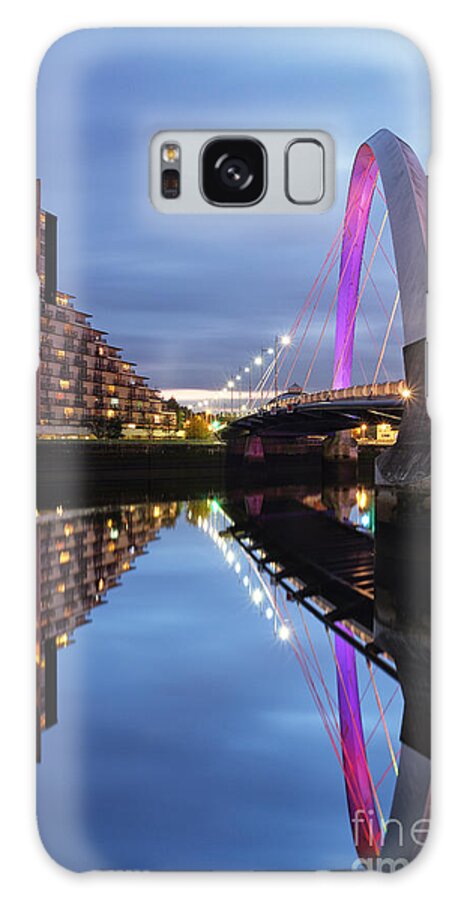 Perfectly Clear Reflections On The River Clyde Of The Clyde Arc Bridge Galaxy Case featuring the photograph Glasgow Clyde Arc Bridge Reflections by Maria Gaellman