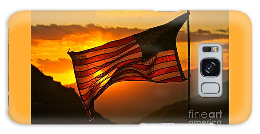 American Flag Galaxy Case featuring the photograph Glory at Sunset by Michael Cinnamond