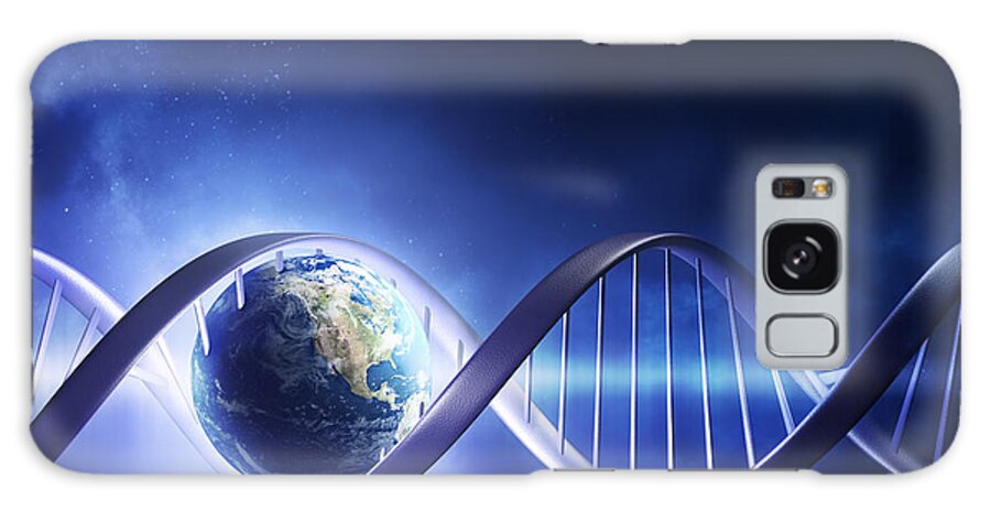 Dna Galaxy Case featuring the photograph Glowing earth DNA strand by Johan Swanepoel