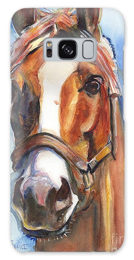 California Chrome Galaxy Case featuring the painting Horse Painting of California Chrome Go Chrome by Maria Reichert