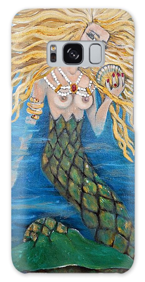 Mermaid Galaxy S8 Case featuring the painting Gold Rubies and Pearls by Leandria Goodman