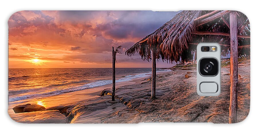 Beach Galaxy Case featuring the photograph Golden Sunset The Surf Shack by Peter Tellone