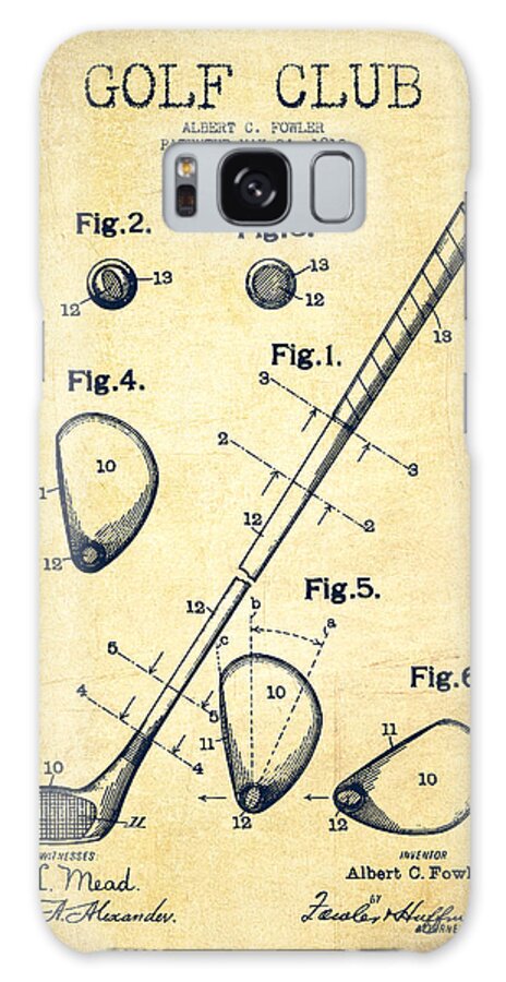 Golf Galaxy Case featuring the digital art Golf Club Patent Drawing From 1910 - Vintage by Aged Pixel