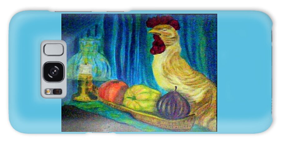 Rooster Galaxy Case featuring the painting Grandma's Rooster Greeting Card by Suzanne Berthier
