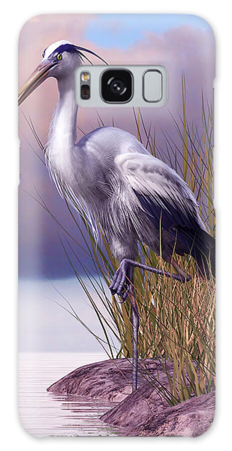 Heron Galaxy S8 Case featuring the painting Great Blue Heron by Gary Hanna