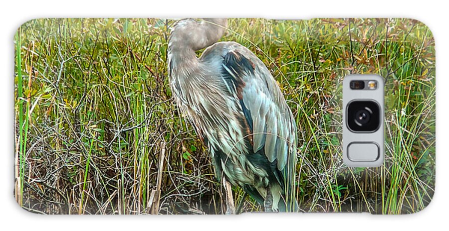 Heron Galaxy S8 Case featuring the photograph Great blue heron waiting for supper by Eti Reid
