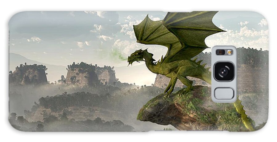  Green Dragon Galaxy Case featuring the digital art Green Dragon by Daniel Eskridge