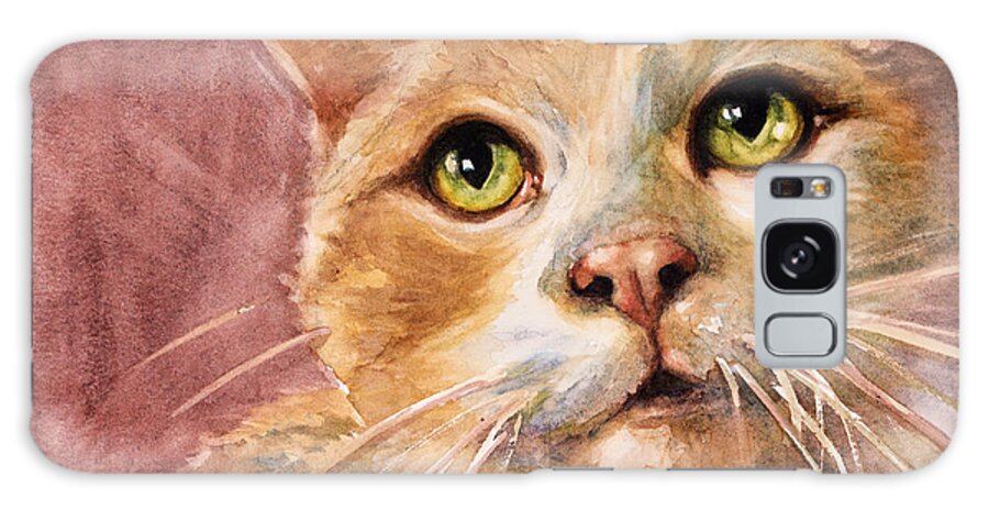 Cat Galaxy Case featuring the painting Green Eyes by Judith Levins