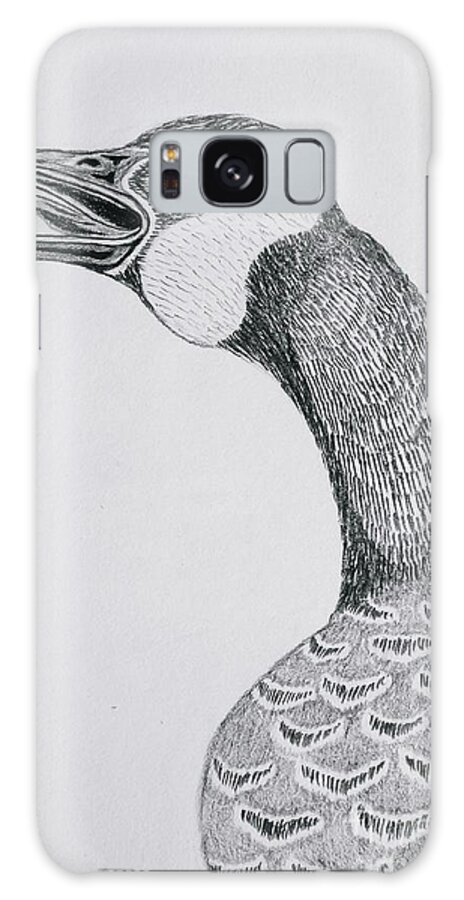 Waterfowl Art Galaxy S8 Case featuring the drawing Greeting Goose 1 detail from Canadian Greetings by Gerald Strine