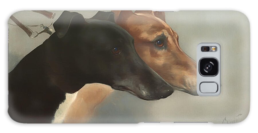 Greyhound Galaxy Case featuring the painting Greyhounds by Mountain Dreams