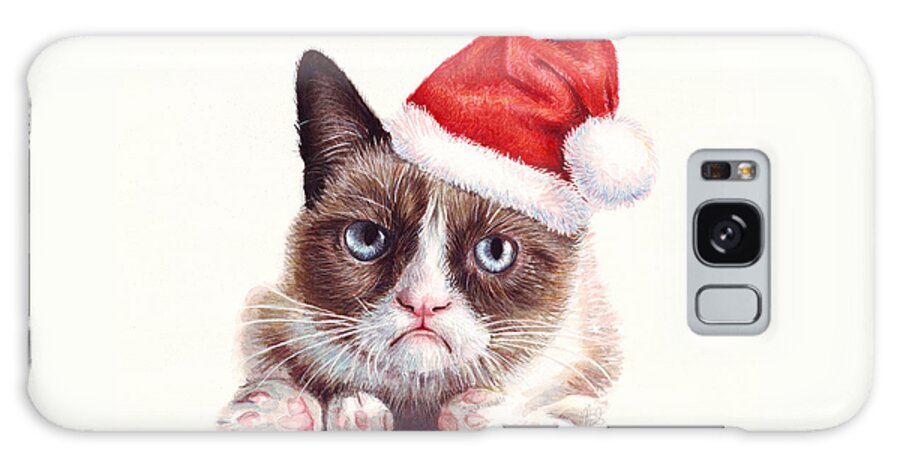 Grumpy Galaxy Case featuring the painting Grumpy Cat as Santa by Olga Shvartsur
