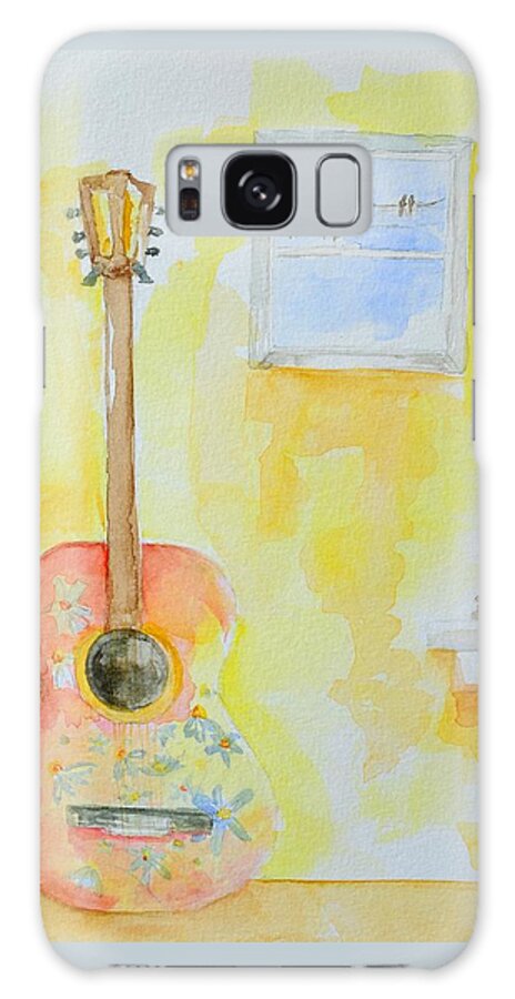Guitar Galaxy Case featuring the painting Guitar of a Flower Girl with a touch of Zen by Patricia Awapara
