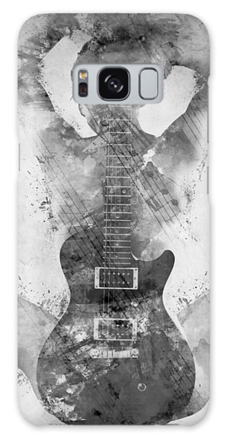 Guitar Galaxy Case featuring the digital art Guitar Siren in Black and White by Nikki Smith
