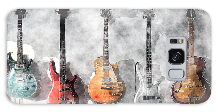 Guitar Galaxy S8 Case featuring the mixed media Guitars On The Wall by Arline Wagner