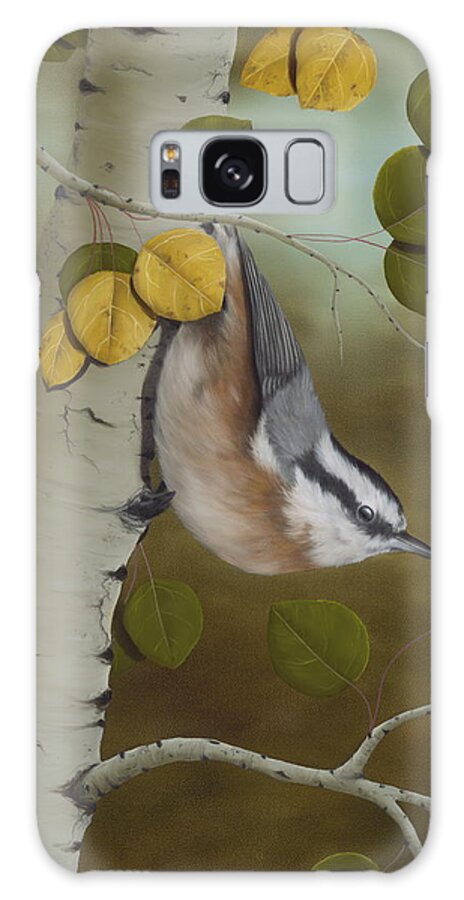 Animals Galaxy Case featuring the painting Hanging Around-Red Breasted Nuthatch by Rick Bainbridge