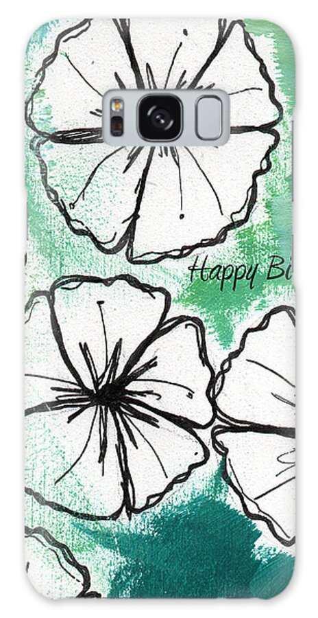 Petunias Galaxy Case featuring the painting Happy Birthday- Floral Birthday Card by Linda Woods