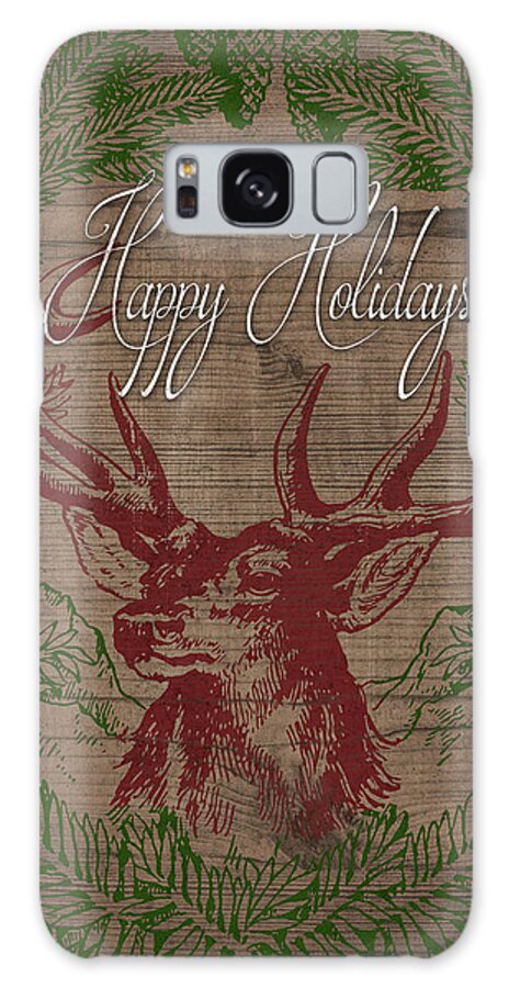 Happy Galaxy Case featuring the digital art Happy Holidays Deer by South Social Studio