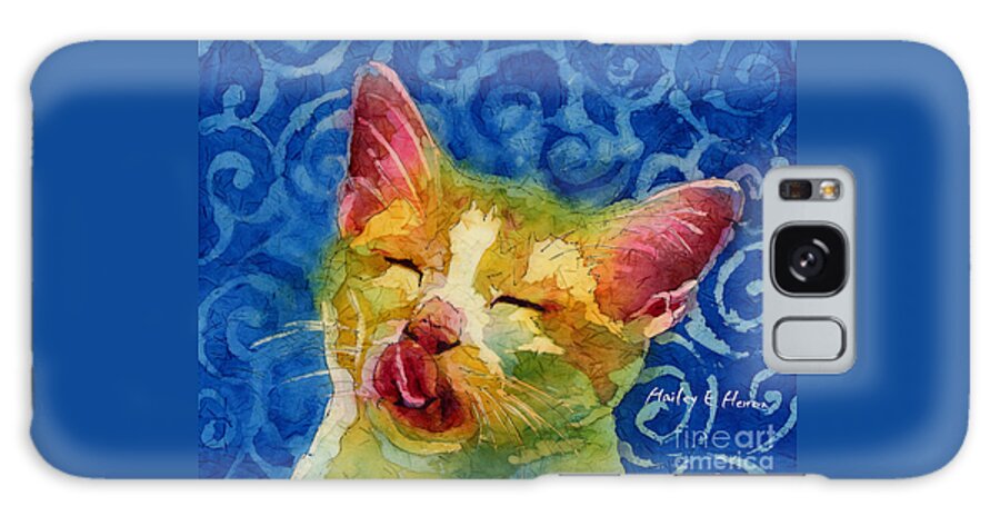 Cat Galaxy Case featuring the painting Happy Sunbathing by Hailey E Herrera
