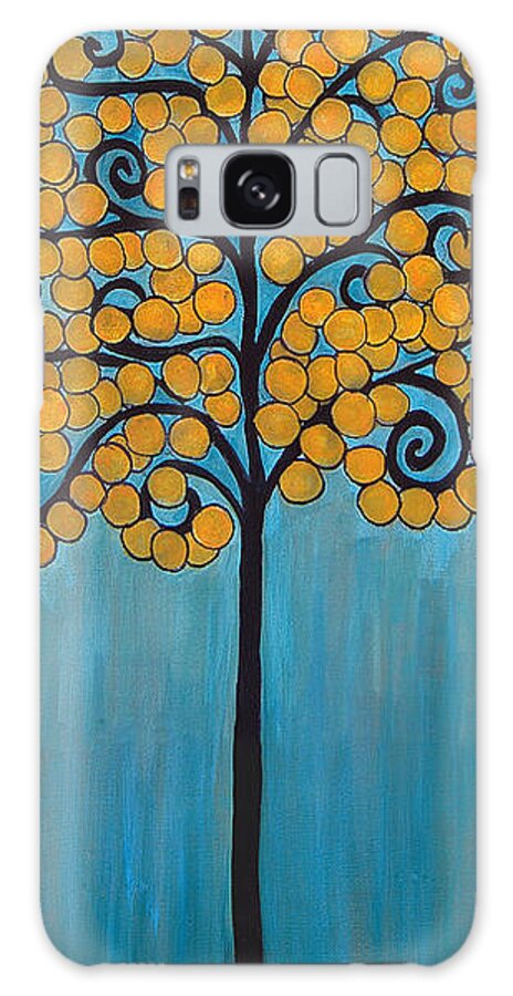 Tree Galaxy Case featuring the painting Happy Tree in Blue and Gold by Lee Owenby