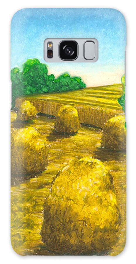 Hay Galaxy S8 Case featuring the painting Harvest Gold by Carrie MaKenna