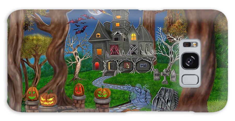 Pumpkins Galaxy Case featuring the digital art Haunted Mansion by Glenn Holbrook