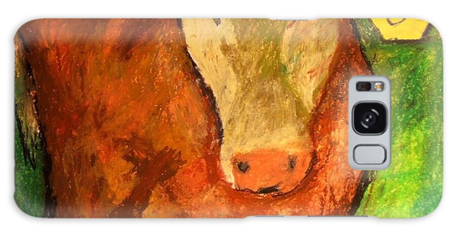 Cattle Landscape Galaxy Case featuring the pastel Hereford Art by Jon Kittleson