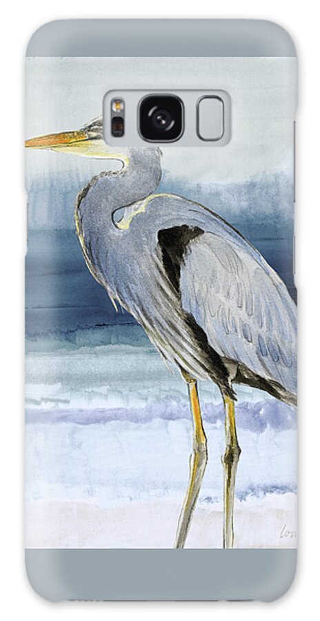 Blue Galaxy Case featuring the painting Heron On Blue I by Lanie Loreth