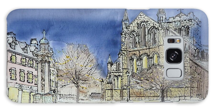 Hexham Abbey Galaxy S8 Case featuring the painting Hexham Abbey England by Hazel Millington