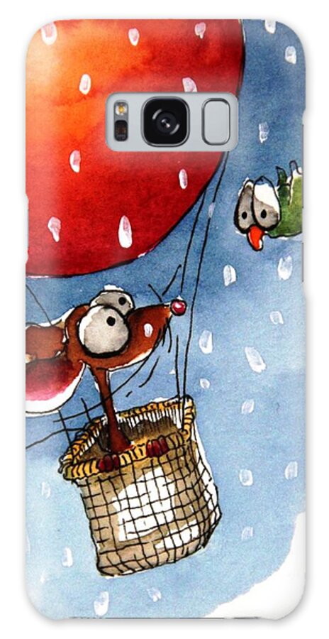 Lucia Stewart Galaxy Case featuring the painting High flyers snow scene by Lucia Stewart