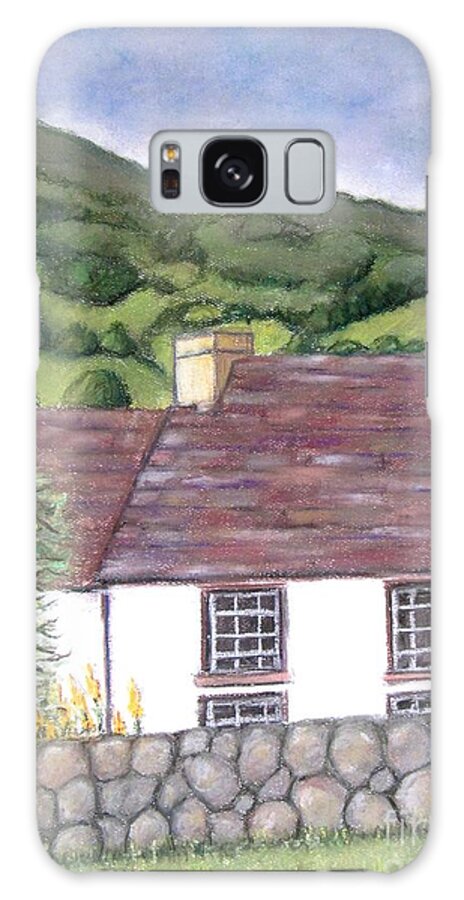 Scotland Galaxy Case featuring the pastel Highland Farmhouse by Laurie Morgan
