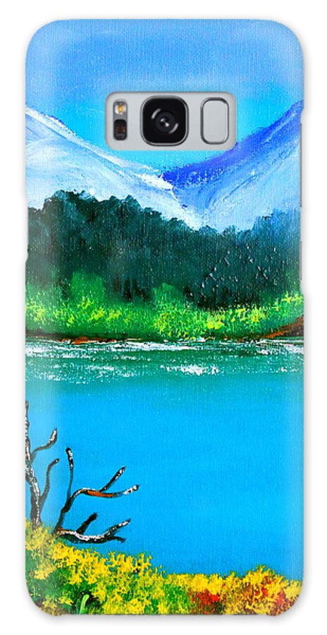 Hills Galaxy S8 Case featuring the painting Hills by the Lake by Cyril Maza