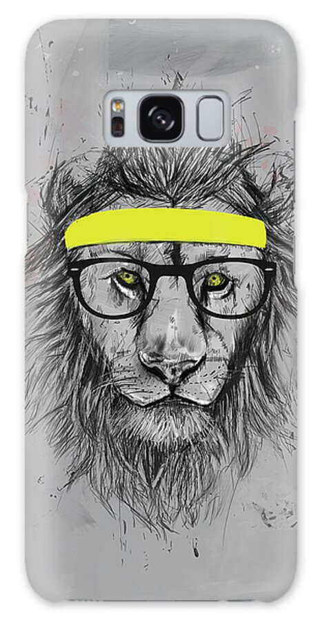 Lion Galaxy Case featuring the drawing Hipster lion by Balazs Solti