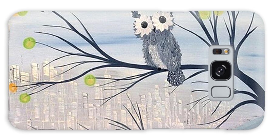 Owls Paintings Galaxy Case featuring the painting Hoolandia Hoo's City 01 by MiMi Stirn