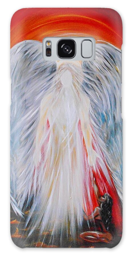 Michael Archangel Greeting Cards Galaxy Case featuring the painting Hope in Hell - Michael Archangel Series by Yesi Casanova 