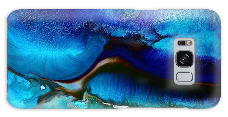 Blue Galaxy Case featuring the painting Horizontal Abstract Art just Blue by kREDART by Serg Wiaderny
