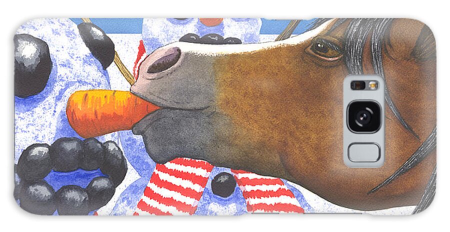 Snowman Galaxy Case featuring the painting Horse got your nose by Catherine G McElroy