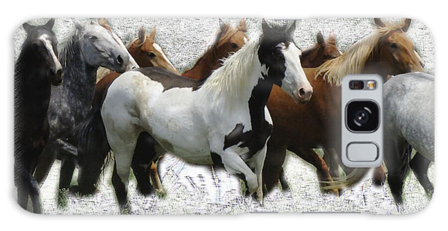 Horses Galaxy Case featuring the mixed media Horse Herd #3 by Kae Cheatham