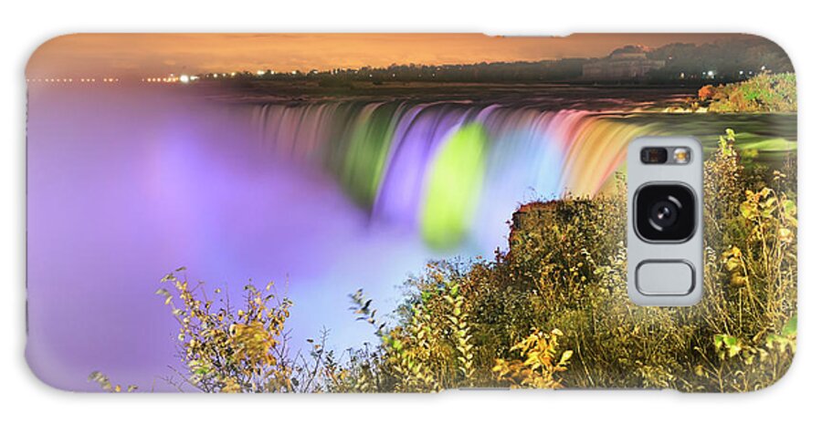Orange Color Galaxy Case featuring the photograph Horseshoe Falls Lit Up At Night by Ken Gillespie / Design Pics