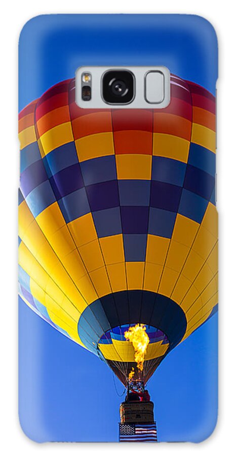 Hot Air Balloon Galaxy Case featuring the photograph Hot Air Balloon With American Flag by Garry Gay