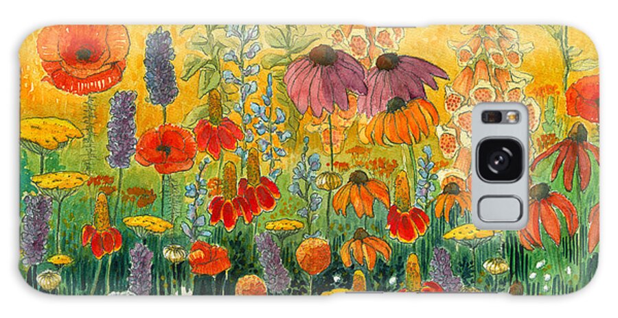 Mexican Hat Flower Galaxy Case featuring the painting Hot and Hazy by Katherine Miller
