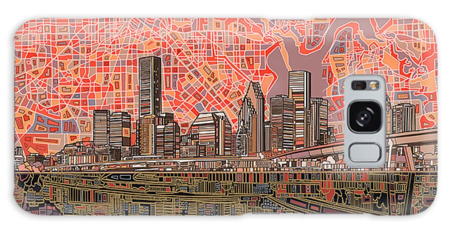 Houston Galaxy S8 Case featuring the painting Houston Skyline Abstract 5 by Bekim M