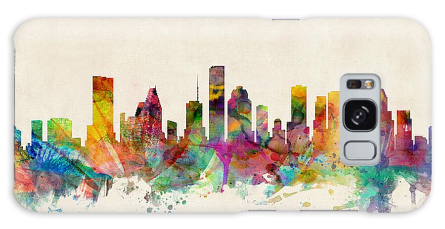 Watercolour Galaxy Case featuring the digital art Houston Texas Skyline by Michael Tompsett