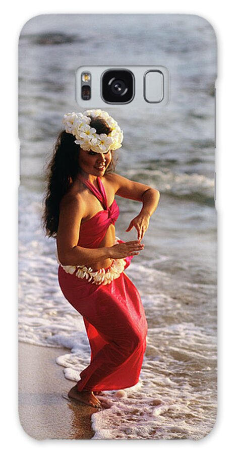Photography Galaxy Case featuring the photograph Hula Dancer Hawaii At Waters Edge Surf by Vintage Images